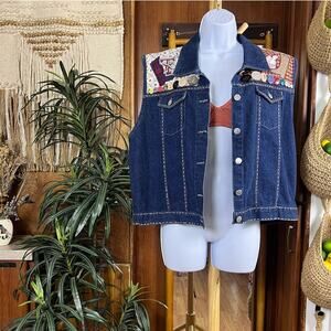 Texas A&M Aggies Denim Vest L | Handmade One of a Kind Boho Western Collegewear